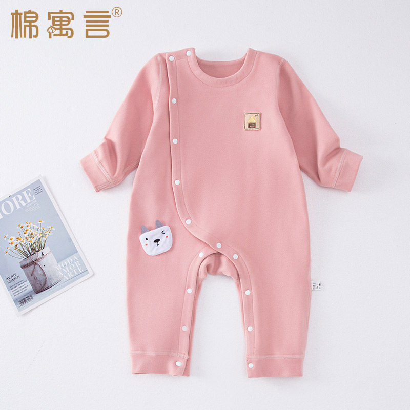 德绒婴儿连体衣宝宝秋冬季保暖内衣爬服婴幼儿童长袖贴身斜襟哈衣