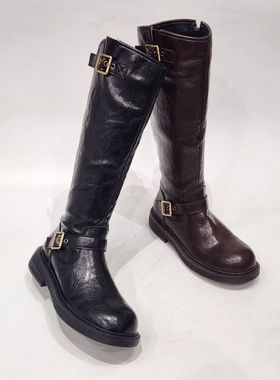 46025特价清版圆头粗跟时装靴女靴子长靴马丁靴工装靴机车靴