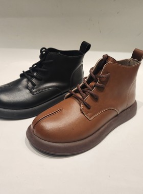 87691清版真皮女鞋秋季新款英伦风平底百搭马丁靴圆头女短靴子