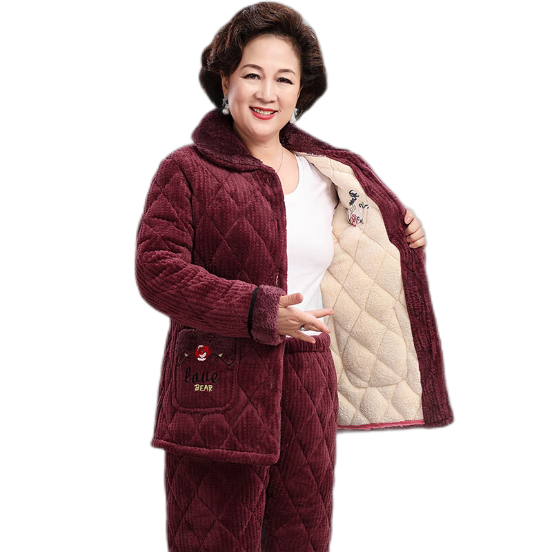 轩朵淇冬季睡衣女牛奶绒加绒加厚