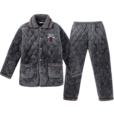 轩朵淇男士睡衣长毛绒夹棉加绒