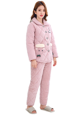 轩朵淇珊瑚绒夹棉加绒加厚睡衣女