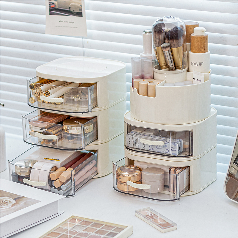 可叠加抽屉式收纳盒旋转收纳筒