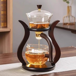 家用透明磁吸出水半全自动冲泡茶器 创意宫灯玻璃懒人功夫茶具套装