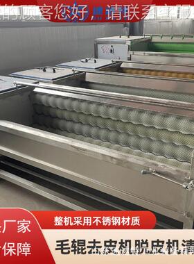 土红薯毛辊去皮洗机海蛎清豆子毛辊清洗设备304LQJ不锈钢毛刷清洗