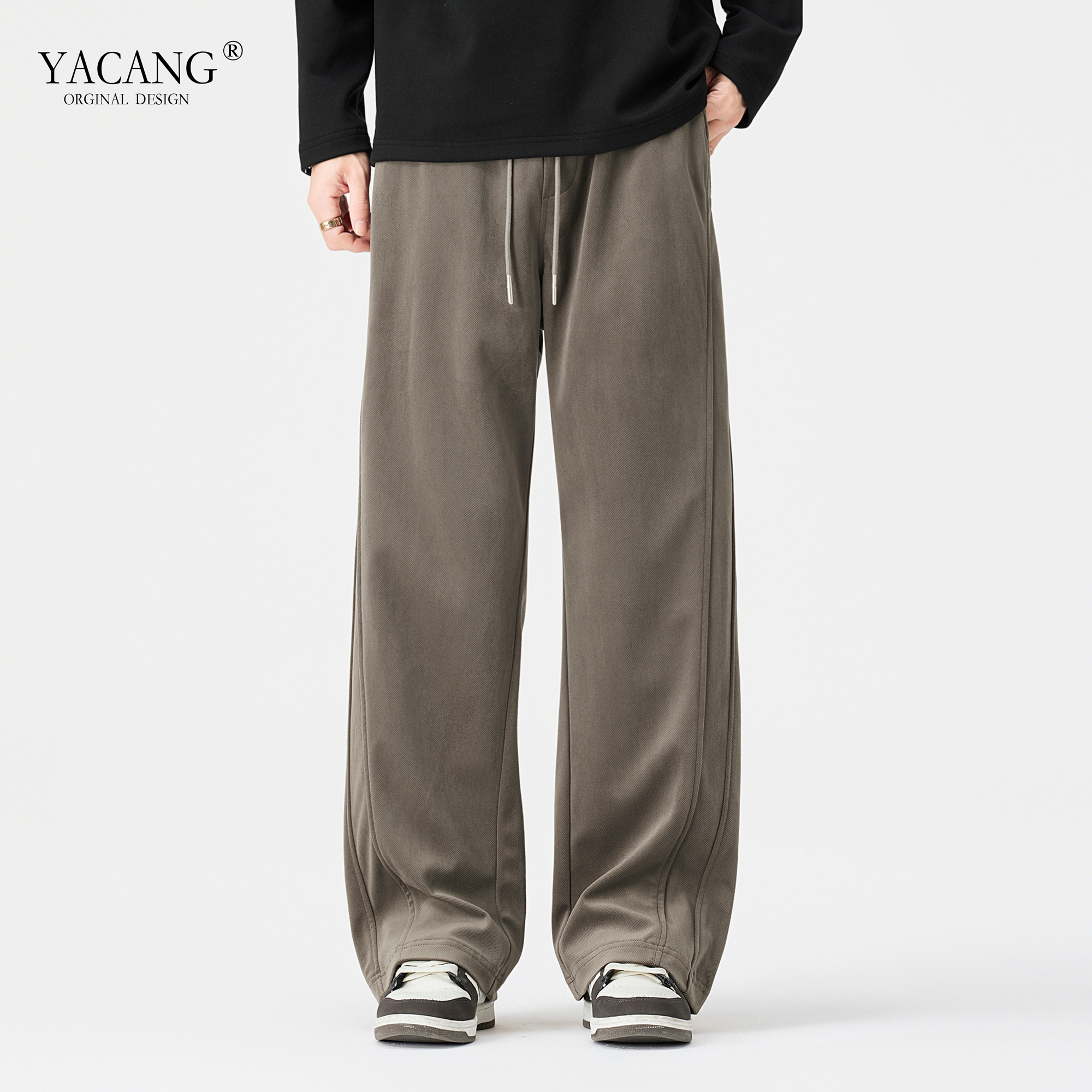 冬季潮牌宽松直筒雪尼尔休闲裤男