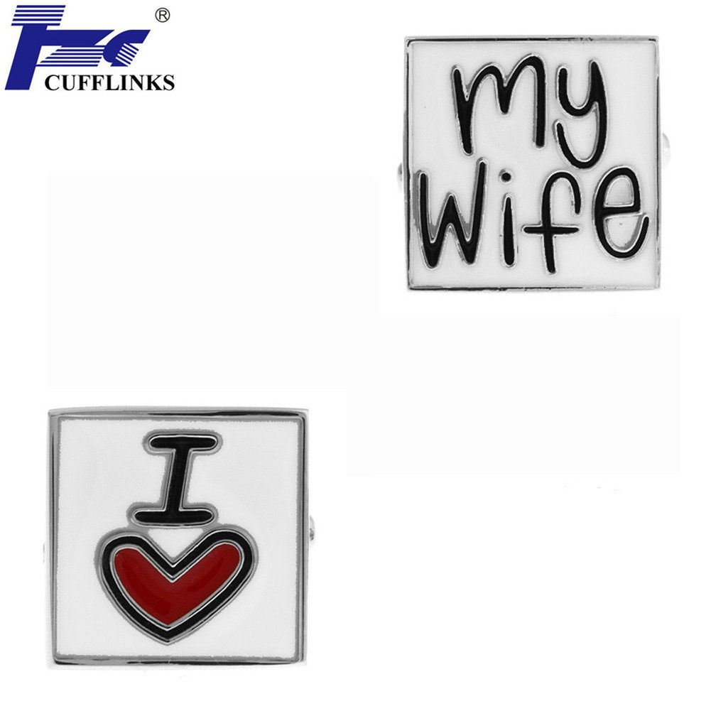 발렌타인 선물 나는 아내를 사랑합니다 스퀘어 웨딩 웨딩 신랑의 커프스 단추 커프스 단추 남성용 커프스 단추