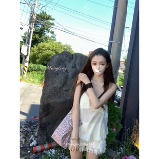 子Mengling  丝绒梦境  丝绒蕾丝拼接纯欲辣妹吊带上衣蛋糕裙套装