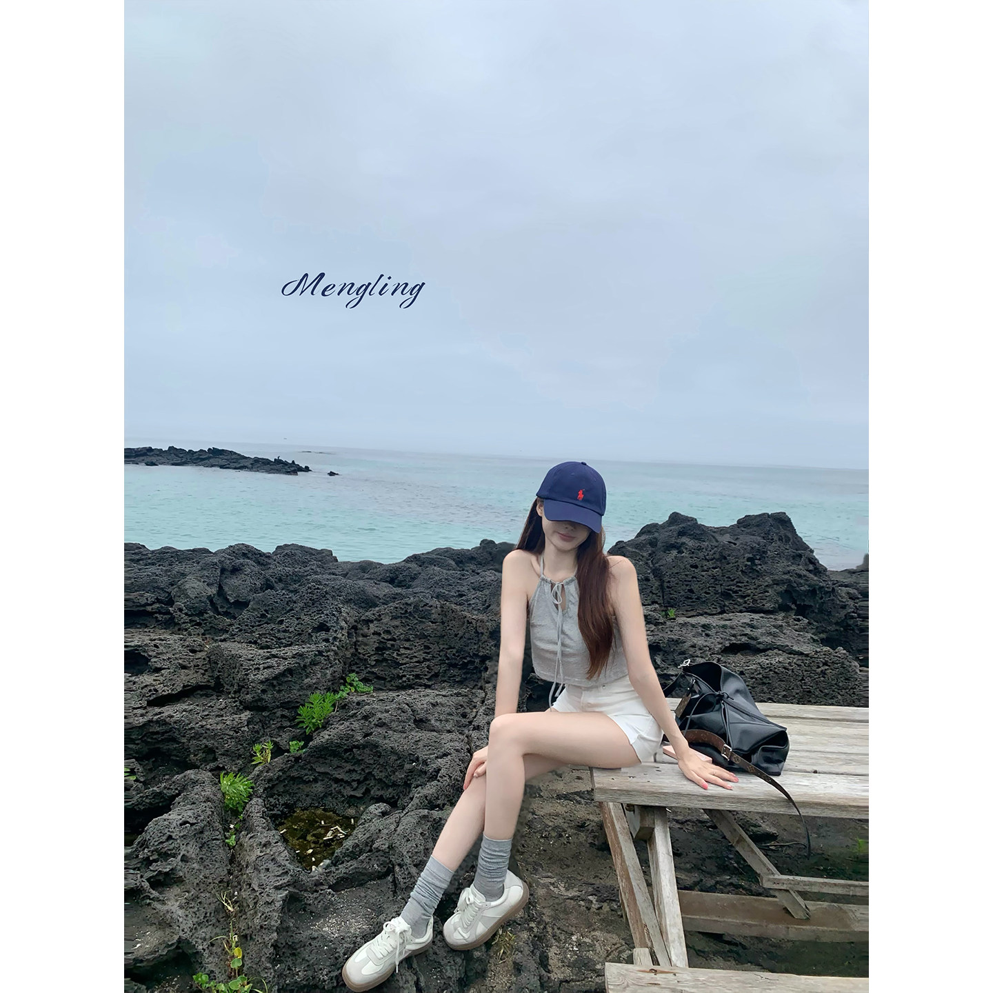 子Mengling 轻氧夏日 挂脖吊带无袖美式辣妹背心女美背外穿上衣图片