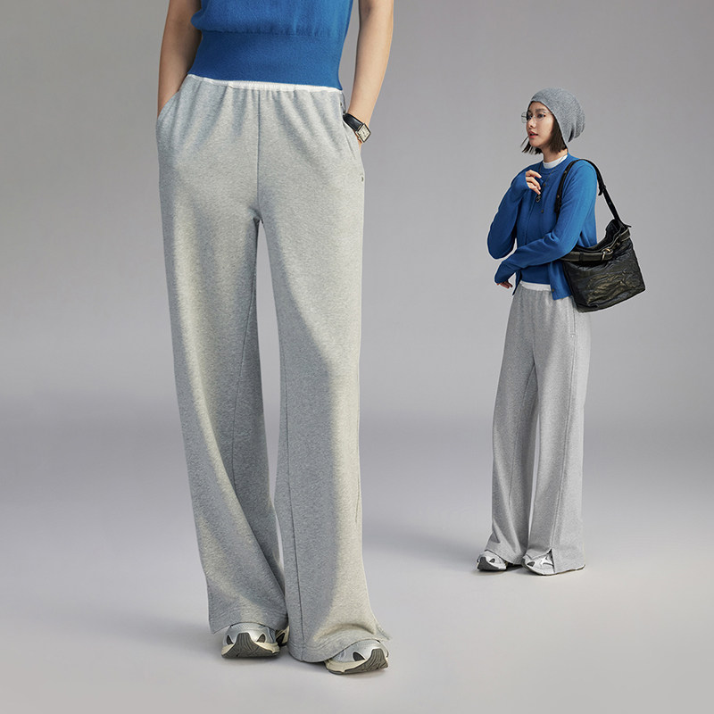 云上生活【0感垂垂裤】索罗娜直筒松紧腰休闲裤春秋运动裤女下装