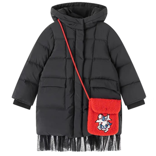 马其顿  女童中长款厚羽绒服   无包 无吊牌 纱网可拆卸