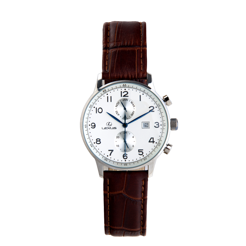 男士腕表 石英机芯 雷克萨斯官方旗舰店 蓝色指针 棕色真皮表带