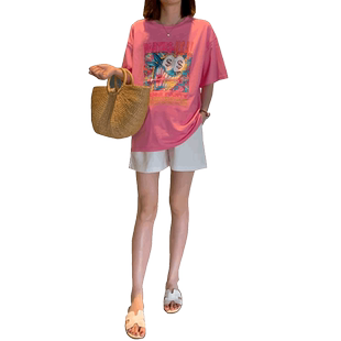 孕妇夏装短袖T恤纯棉宽松中长款时尚上衣孕妇装套装潮妈2026夏款