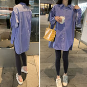 春秋款 夏装 上衣衬衫 中长衬衫 孕妇装 春装 宽松大码 裙连衣裙2025新款