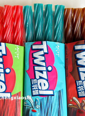 韩国进口YEM夹心螺旋形长条软糖70g可乐蓝莓味twizel休闲糖果零食