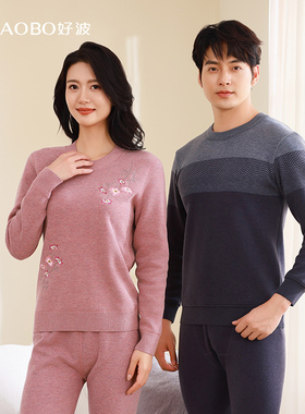 好波冬圆领套头针织上衣中年男保暖加厚爸爸妈妈打底上衣HNT2401