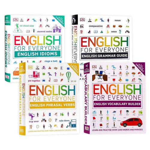DK人人学英语4册英文原版 English for Everyone Vocabulary Builder Grammar Guide Idioms Phrasal Verbs 词汇语法习语动词短语