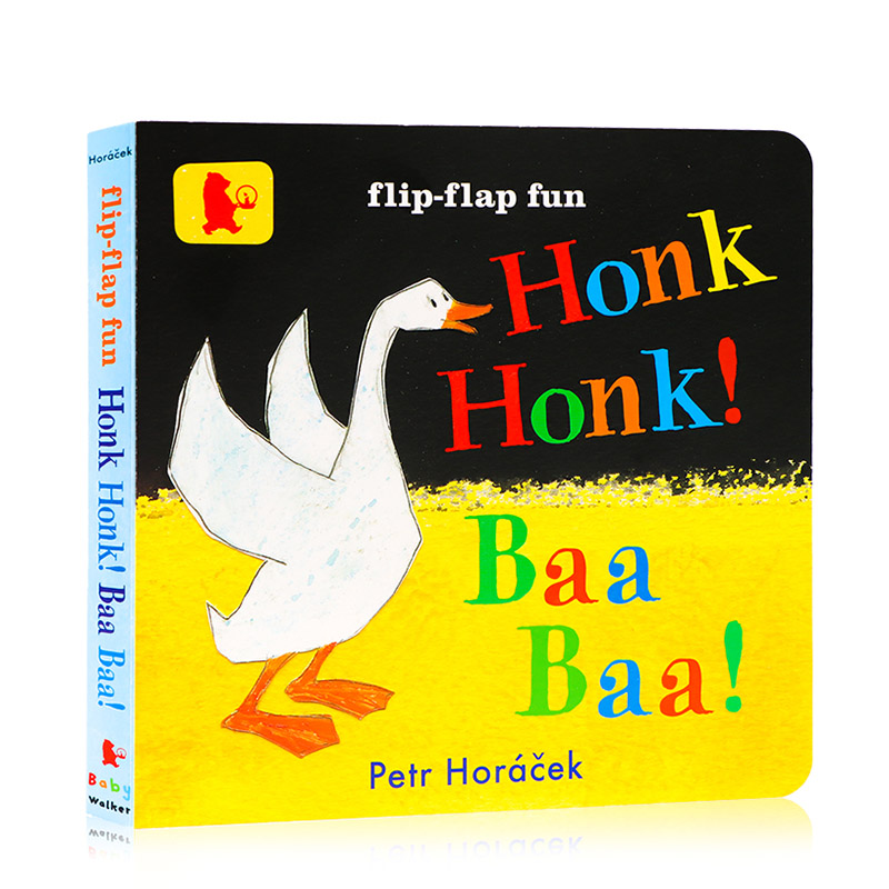 英文原版绘本 Honk, Honk! Baa, Baa! 异形纸板书 名家Petr Horacek作品 特色翻翻页 色彩动物认知 英语启蒙图画书