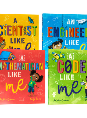 小小科学家 英文原版绘本像我这样的科学家4册 Scientists Like Me Engineer Mathematician Coder 职业启蒙兴趣儿童科普STEAM读物