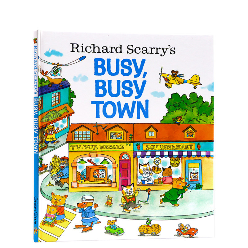英文原版绘本 忙忙碌碌镇 Richard Scarry's Busy, Busy Town 理查德斯凯瑞金色童书系列 精装 大开本 Richard Scarry