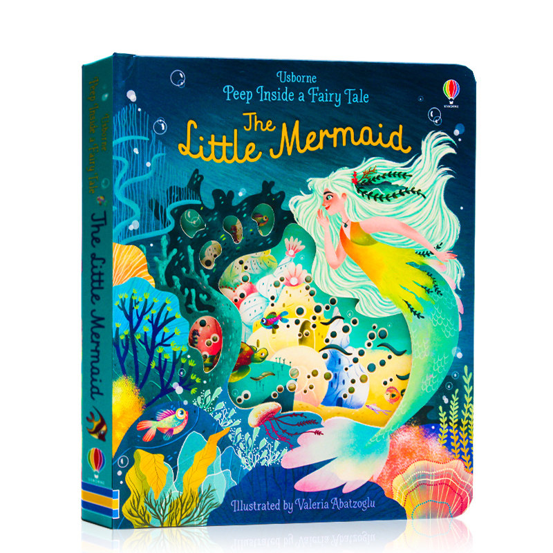 the little mermaid 小美人鱼 儿童纸板图画洞洞书偷偷看里面童话故事