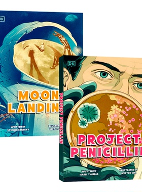DK精品 DK科学故事系列2册 青霉素诞生 登月阿波罗11号 英文原版 Project Penicillin/Moon Landing 青少年课外科普读物 平装