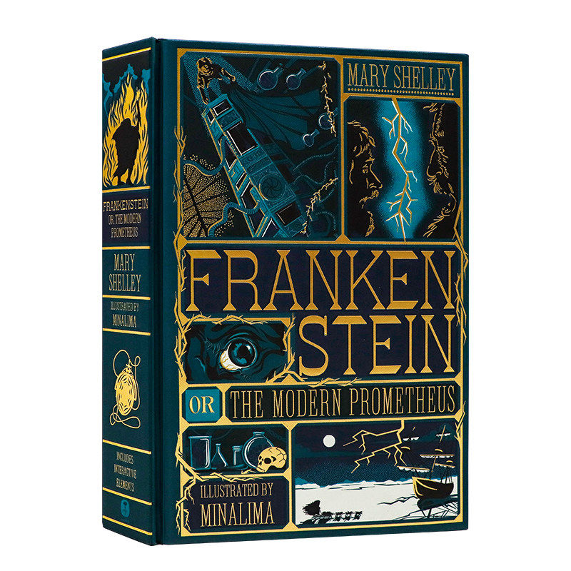 Minalima手工立体书 科学怪人英文原版 Frankenstein 全彩复刻机关书 精装 儿童文学经典之作 英语启蒙故事书 全彩插画手工收藏版