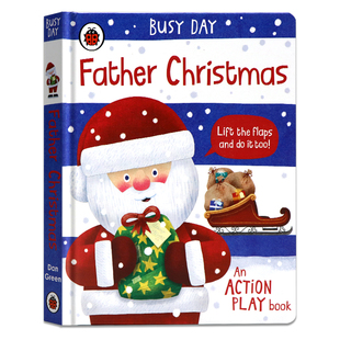 Christmas 圣诞节主题 一天 亲子互动儿童圣诞节童话故事书 绘本 英文原版 Father Day 圣诞老人Busy 忙碌 小瓢虫职业认知