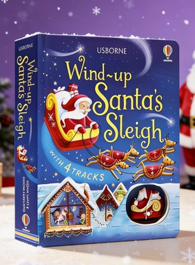 usborne轨道书圣诞老人轨道书圣诞之旅Santa's Christmas Journey Wind-Up 进口英文原版儿童互动游戏读物发条玩具书圣诞节礼物