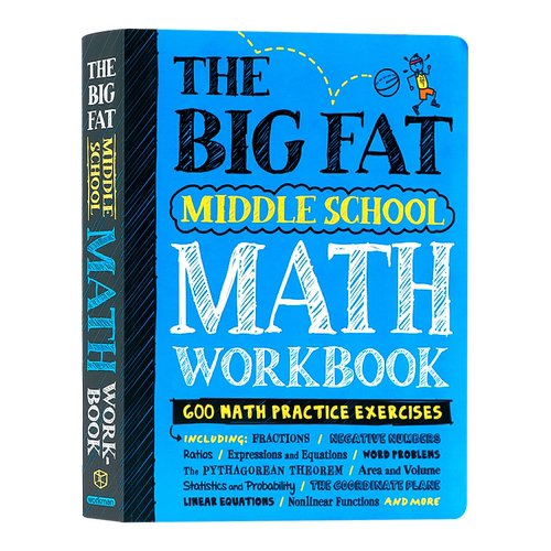 学霸笔记练习册 大胖子笔记 中学数学 英文原版 Middle School Math Workbook 插图涂鸦风教辅 课外练习 正版进口书 数学知识获取