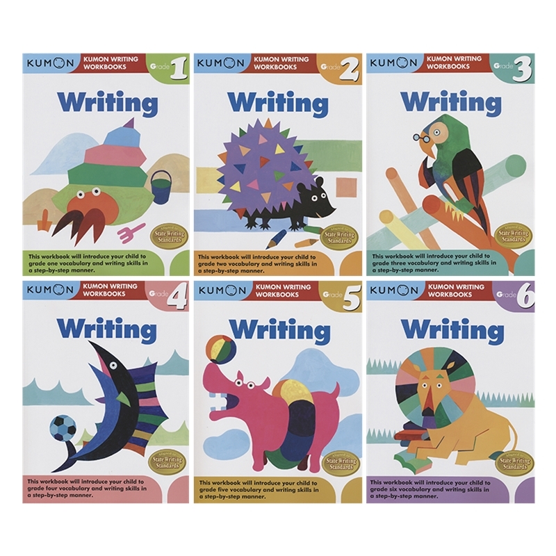 Kumon小学英语写作练习册1-6年级英文原版 Kumon Writing Workbooks Grade 1-6 公文式教育 小学练习册教辅培养孩子写作逻辑与表达