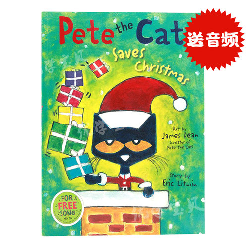 皮特猫拯救圣诞节 Pete the Cat Saves Christmas英文原版绘本 好性格养成 吴敏兰书单 Eric Litwin 平装大开本