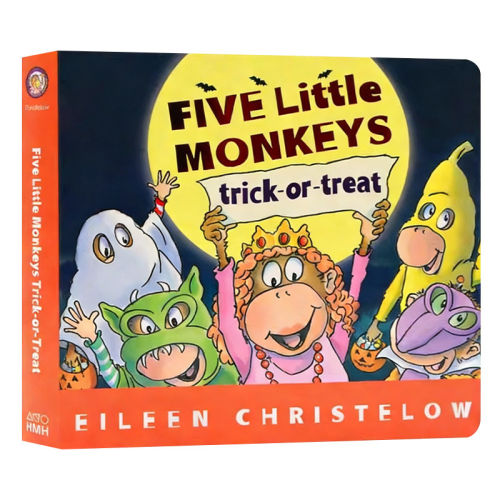五只小猴子万圣节 Five Little Monkeys Trick or Treat 英文原版绘本万圣节主题纸板书儿童英语启蒙图画故事书 Eileen Christelow