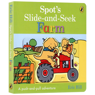 and 推拉转滑动趣味玩具书亲子互动游戏书 绘本 低幼启蒙机关操作纸板书撕不烂 Farm Seek Slide Spot 农场英文原版 小玻