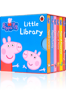 进口英文原版绘本 Peppa Pig little Library小猪佩奇小小图书馆6册手掌纸板书礼盒装 粉红猪小妹 儿童启蒙认知英语图画书睡前故事