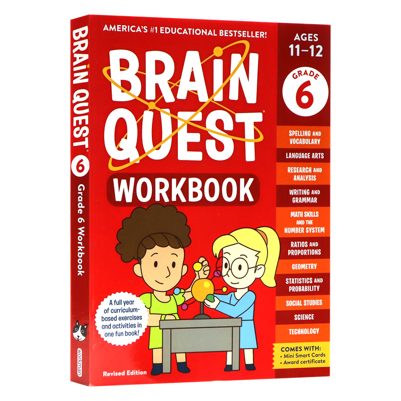 大脑任务练习册6 Brain Quest Workbook6st Grade英文原版 11-12岁儿童小学课外家庭练习册提升学习能力进口英语书籍平装版-封面