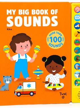 进口英文原版正版 儿童单词发声书My Big Book of Sounds大开本纸板发音书 幼儿英语启蒙认知图画书100多种声音和单词词汇边听边学