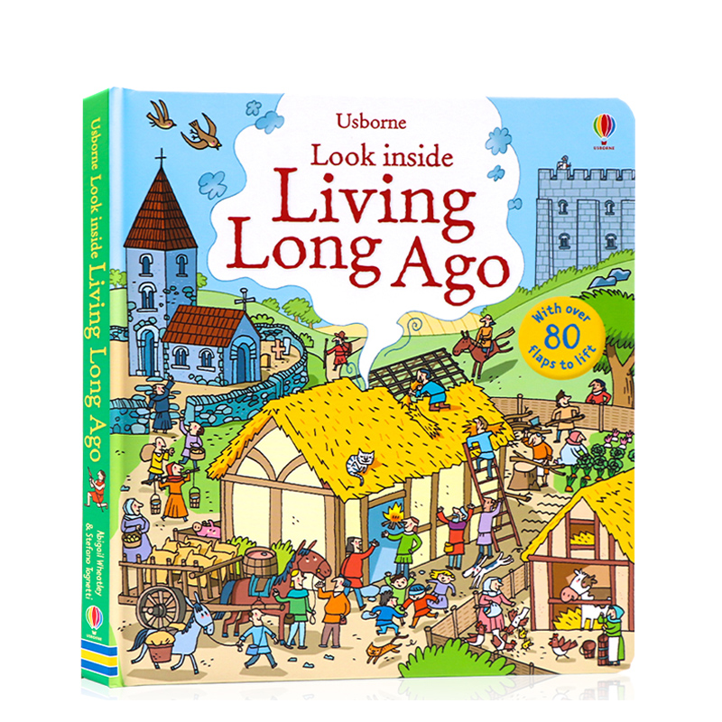 进口英文原版正版 Usborne看里面系列之揭秘古代生活 Look inside Living Long Ago纸板翻翻书 尤斯伯恩儿童科普百科书籍正版3-6岁