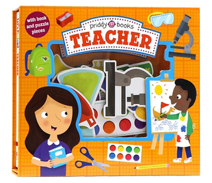 拼图游戏书 Books 宝宝益智专注力开发儿童图书 Let 英文原版 Priddy Pretend 盒装 Teacher 角色扮演系列纸板操作书 老师 绘本