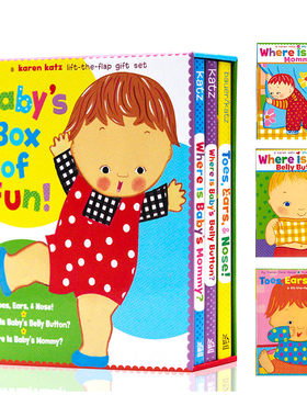 进口英文原版正版 Karen Katz卡伦卡茨 Where Is Baby's Belly Button宝宝肚脐眼儿在哪里英语 经典翻翻书3册盒装低幼入门启蒙学习