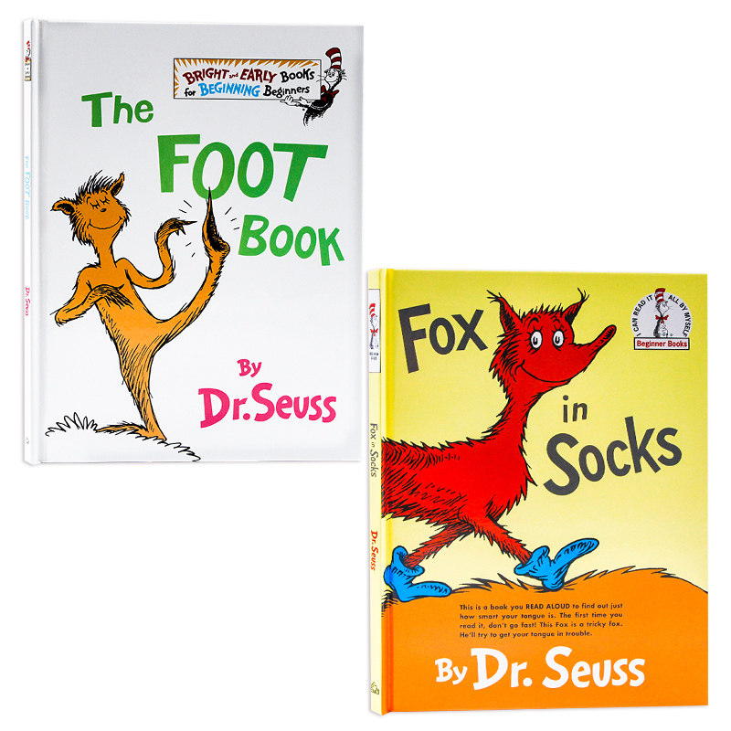Dr.Seuss 苏斯博士2册精装 Dr Seuss's The Foot Book/Fox in Socks 英文原版绘本 廖彩杏有声书单千奇百怪的脚穿袜子的狐狸