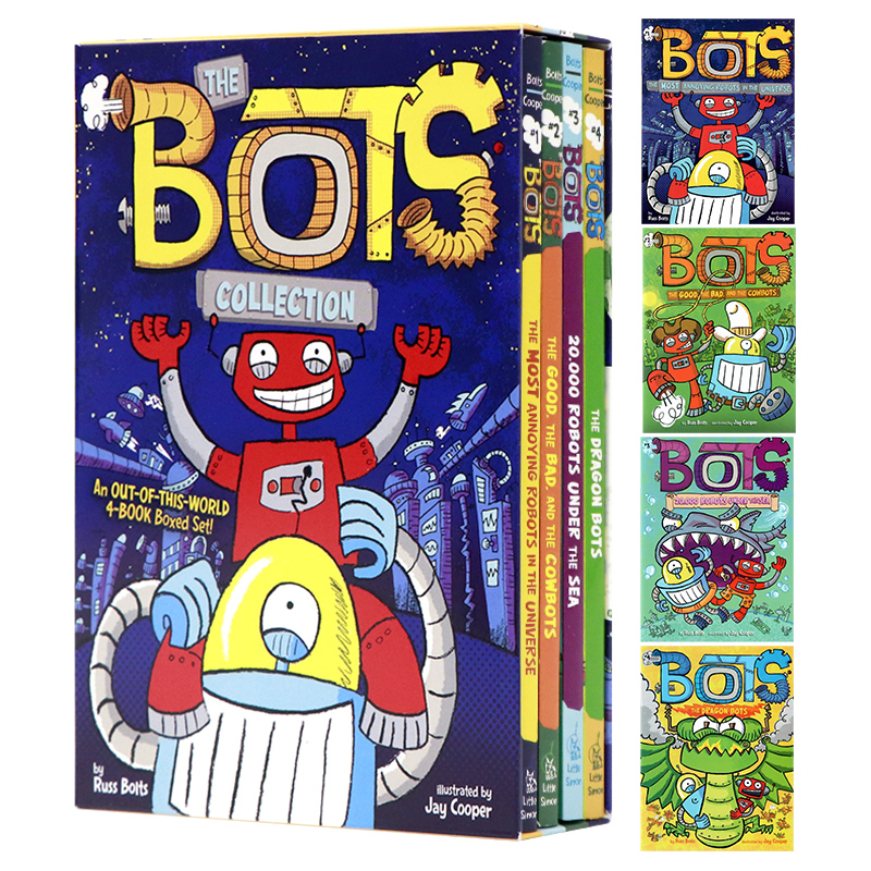 机甲星球的机器人4册套装 英文原版漫画 The Bots Collection 奇幻冒险机器人主题宇宙探险儿童英语漫画章节桥梁进口图书