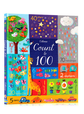 进口英语原版正版 数到一百 Usborne Count to 100 数字认知 尤斯伯恩图书 数学启蒙早教书英语绘本 亲子互动书
