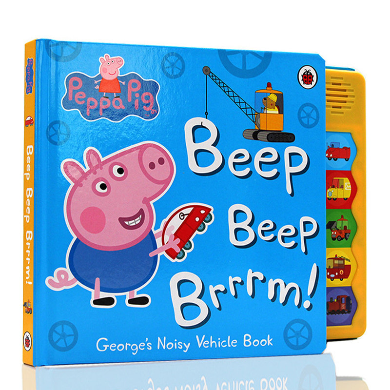 Peppa Pig粉红猪小妹佩奇 好忙的交通工具发声书 Beep beep Brrrm 英文原版绘本 精装大开本纸板发音书 交通知识 生活常识