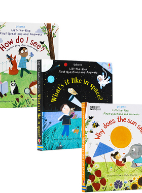 进口英文原版正版 Usborne问与答系列3册 How Do I See/What's it Like in Space/Why Does the Sun Shine儿童读物趣味翻翻纸板书