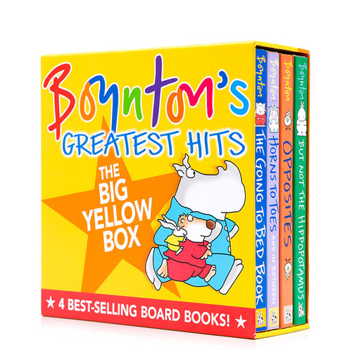 英文原版绘本 桑德拉博因顿纸板书4册 盒装 The Going to Bed Book Opposites Santra Boynton 低幼儿童启蒙图画绘本书