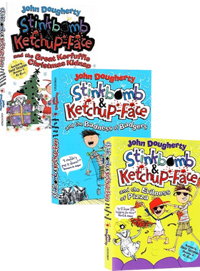 臭弹和番茄酱脸3册英文原版章节书 Stinkbomb and Ketchup 披萨的邪恶/圣诞节绑架案/獾的恶行 Mr Gum同插画师 儿童英语书牛津阅读