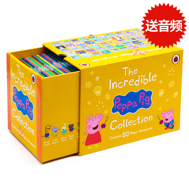 小猪佩奇英文绘本 peppapig 50册黄盒子Peppa Pig 1-50 Collection Yellow英文原版儿童英语启蒙故事书粉红猪小妹 早教益智图画书 书籍/杂志/报纸 儿童读物原版书 原图主图