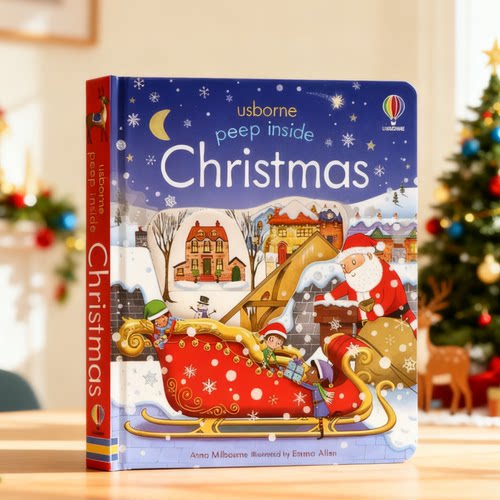 Usborne出品 偷偷看里面系列 圣诞节 英文原版绘本 Peep Inside Christmas  儿童启蒙纸板机关翻翻书 亲子读物 圣诞节主题绘本