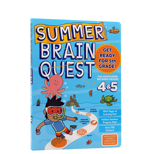 进口英文原版正版 Summer Brain Quest:Between Grades 4 & 5 大脑任务 四年级至五年级暑期练习册 美国学前练习